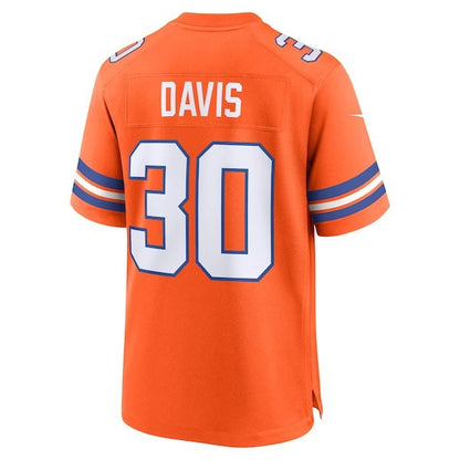 Terrell Davis Mile High Collection 1977 Throwback Retired Player Game Jersey Orange